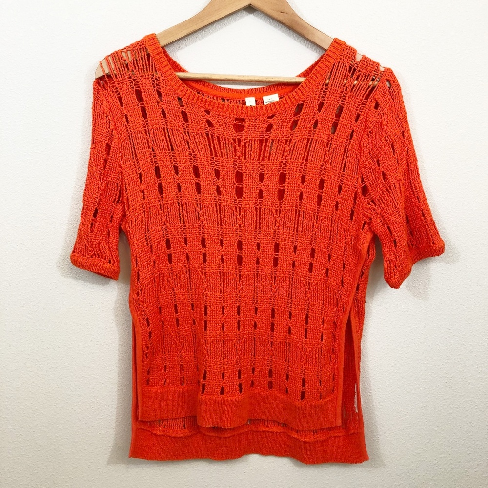 Anthropologie Moth Side Splice Midi Orange Sweater